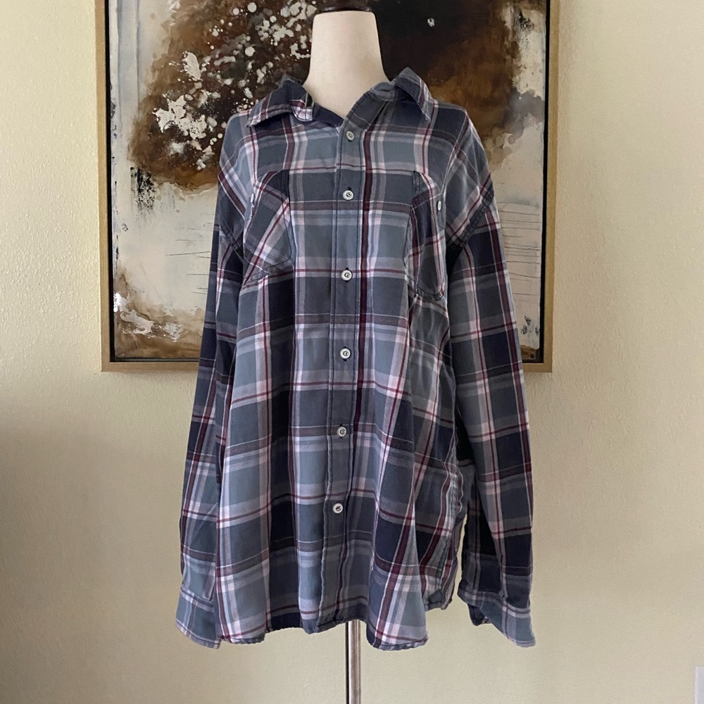 Weatherproof Vintage mens plaid flannel button down shirt size Large EC